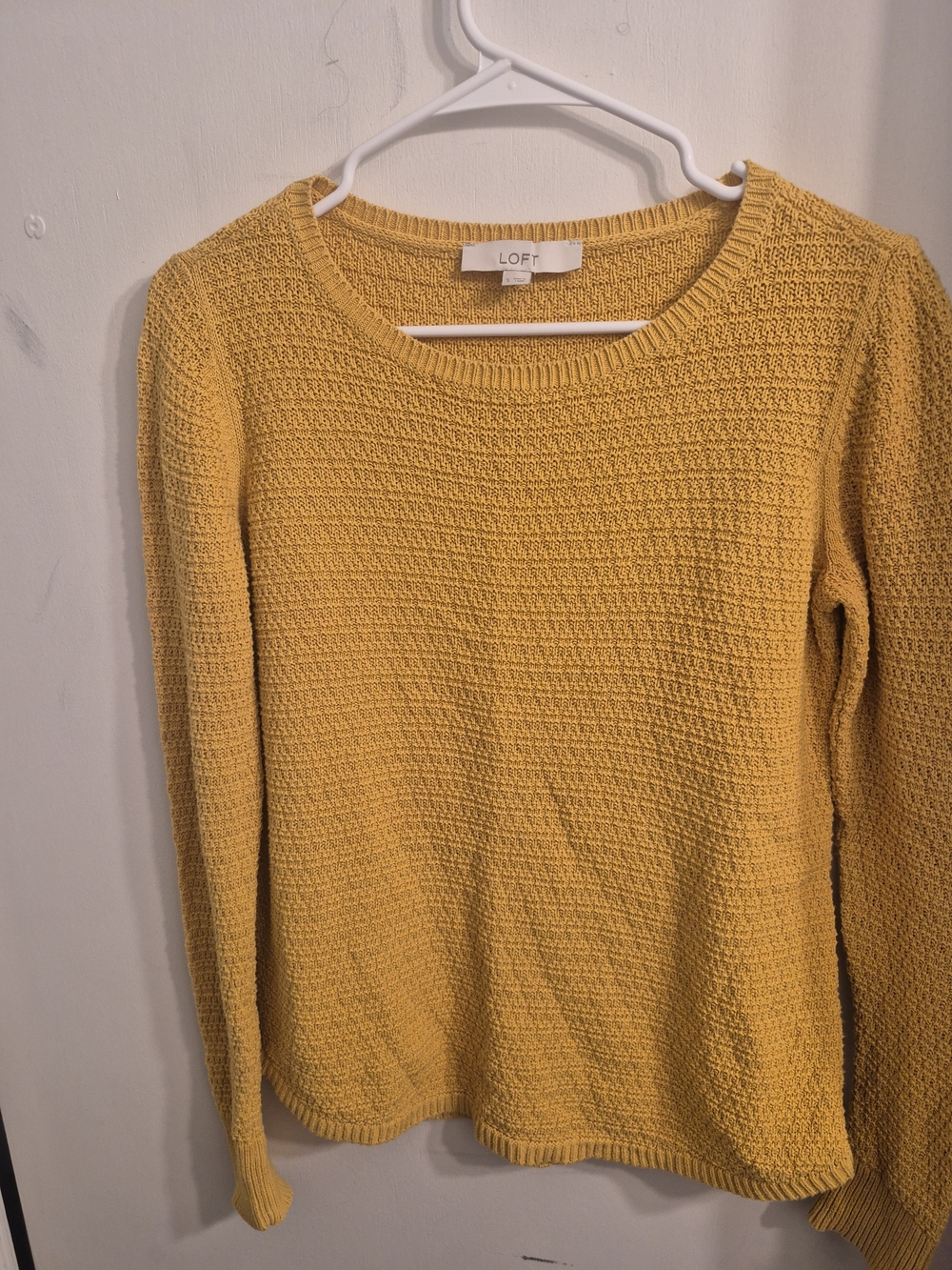 LOFT Textured Scoopneck Sweater in Mustard